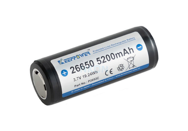 Oplaadbare Batterij - 26650 - Li-Ion - 5.200 mAh - 10A - Veiligheidscircuits - Protected