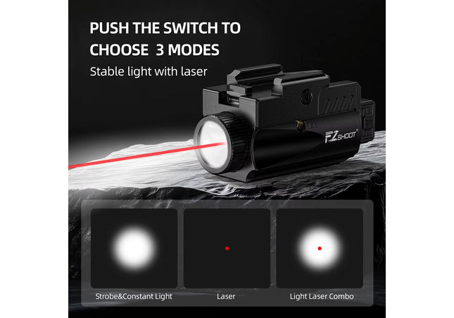 Lamp - Laser Rood - Oplaadbaar - Bediening Links-Rechts - Picatinny
