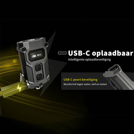 Nitecore TINI3 Sleutelhangerlamp - Oplaadbaar - Display - 600 Lumen - Zwart