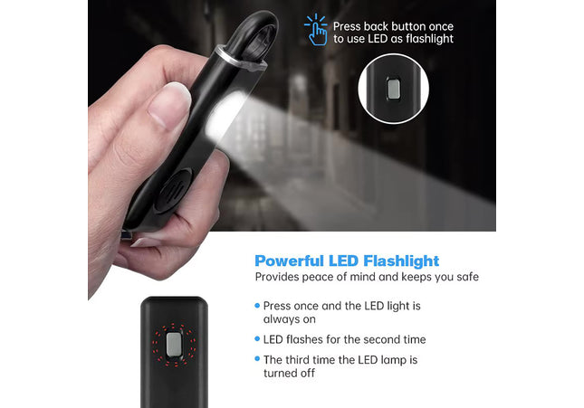 Personal Alarm - Panic Alarm - Keychain - 130 Decibels - USB Rechargeable - Black