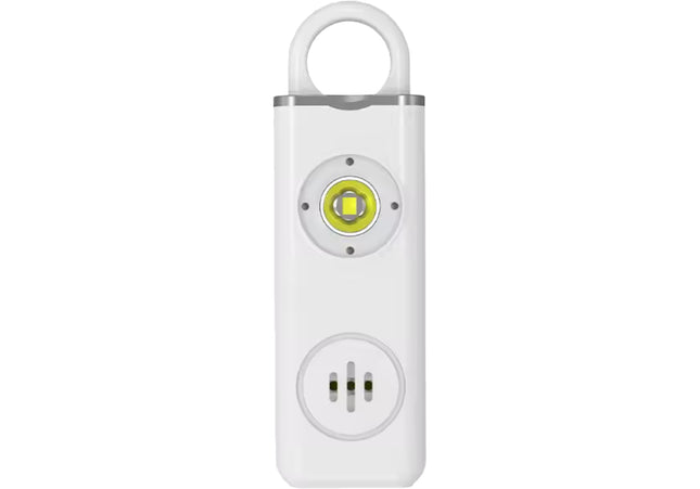 Personal Alarm - Panic Alarm - Keychain - 130 Decibels - USB Rechargeable - White