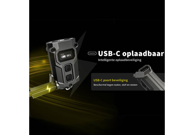 Nitecore TINI2 Keychain Light - Rechargeable - Display - 600 Lumens - Silver